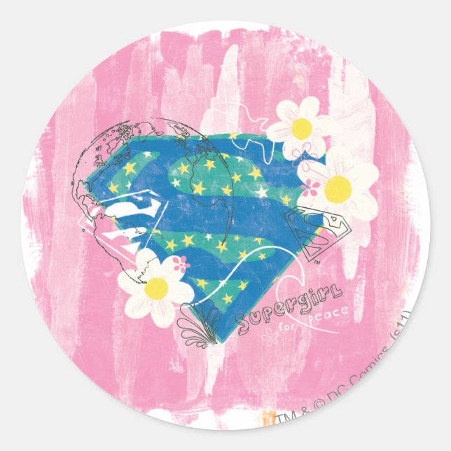 Supergirl for Peace Pink Classic Round Sticker (Front)