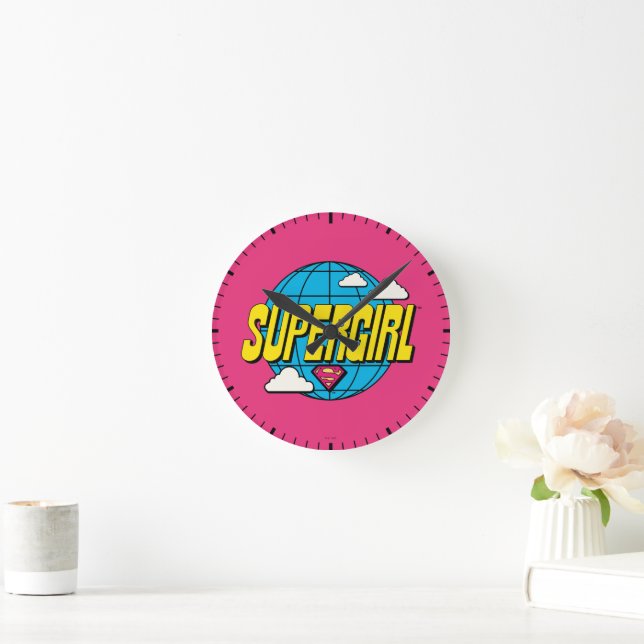 Supergirl Global Pop Graphic Round Clock (Home)