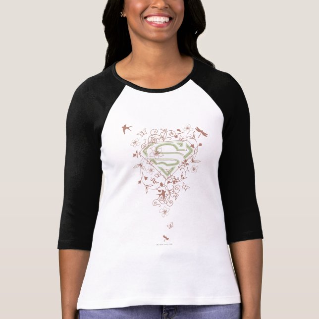 Supergirl Green Floral Logo T-Shirt (Front)