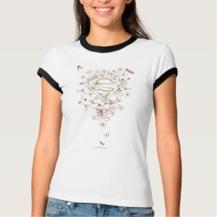 Supergirl Green Floral Logo T-Shirt