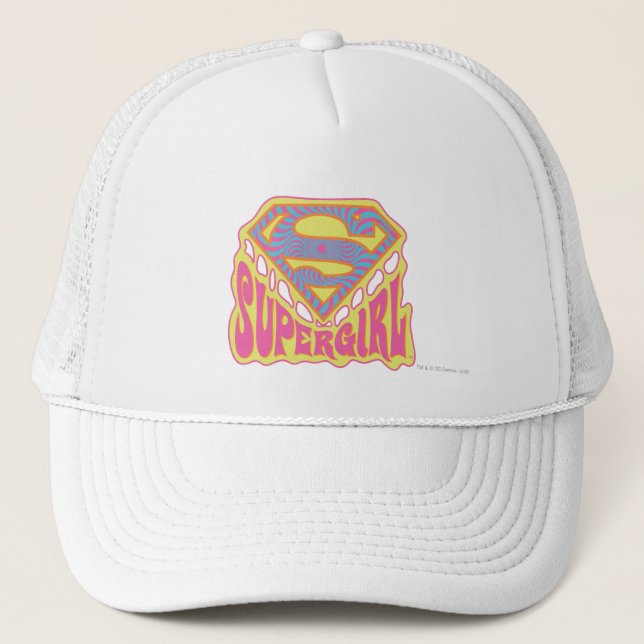Supergirl Groovy Logo Trucker Hat (Front)