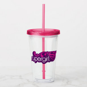 Supergirl Groovy Name and S-Shield Acrylic Tumbler