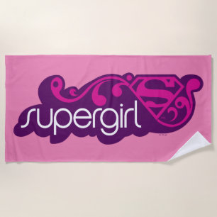 Supergirl Groovy Name and S-Shield Beach Towel