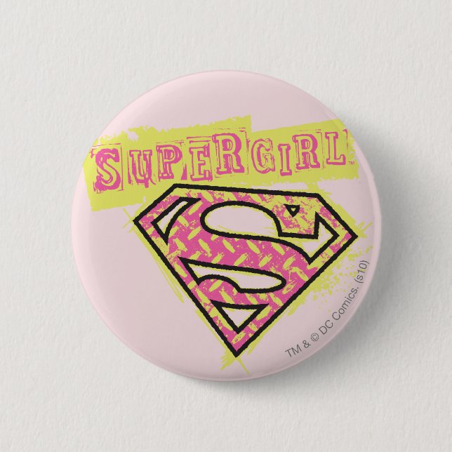 Supergirl Grunge Logo Pink 6 Cm Round Badge (Front)