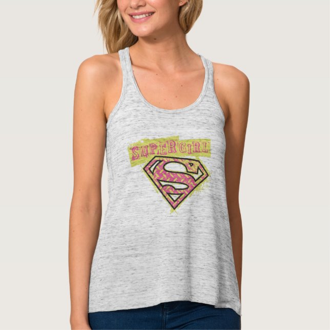 Supergirl Grunge Logo Pink Singlet (Front)