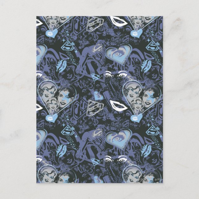 Supergirl Hearts and Lips Pattern Postcard (Front)