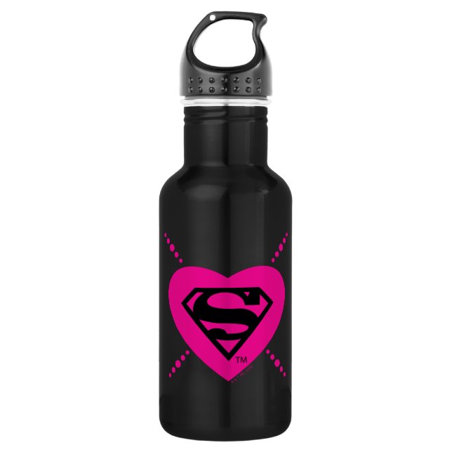 Supergirl Hearts Diagonal Pattern 532 Ml Water Bottle (Front)