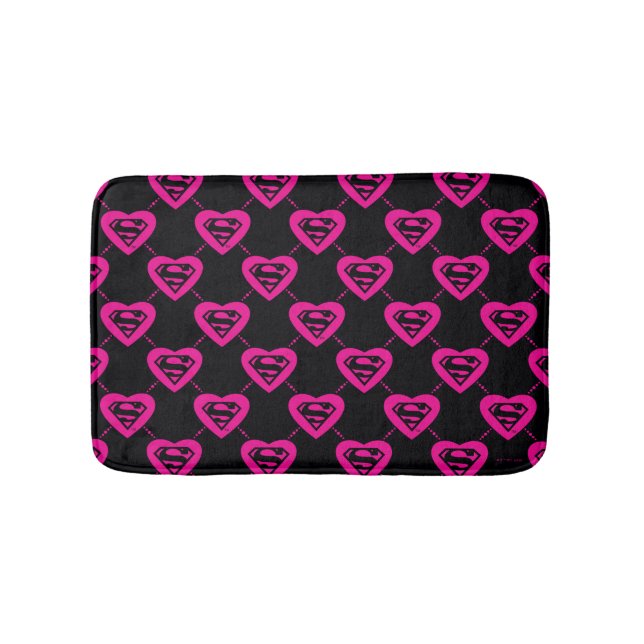 Supergirl Hearts Diagonal Pattern Bath Mat (Front)