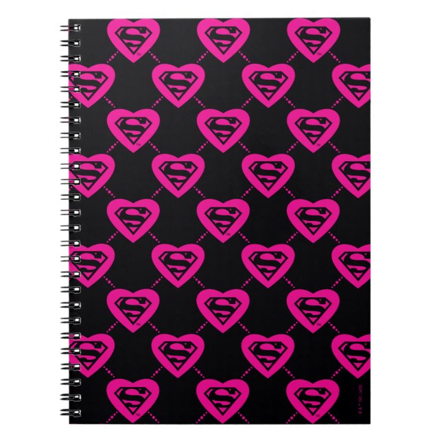 Supergirl Hearts Diagonal Pattern Notebook (Front)