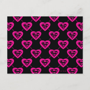 Supergirl Hearts Diagonal Pattern Postcard
