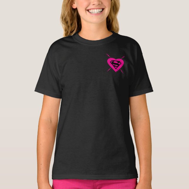 Supergirl Hearts Diagonal Pattern T-Shirt (Front)