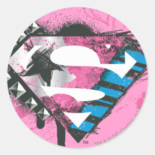 Supergirl Hearts Logo Classic Round Sticker