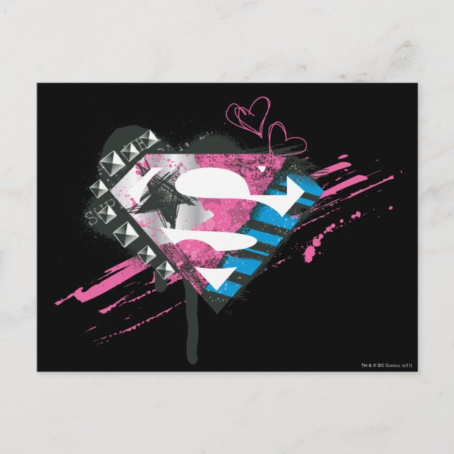 Supergirl Hearts Logo Postcard (Front)