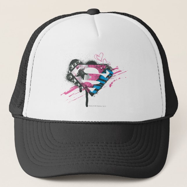 Supergirl Hearts Logo Trucker Hat (Front)