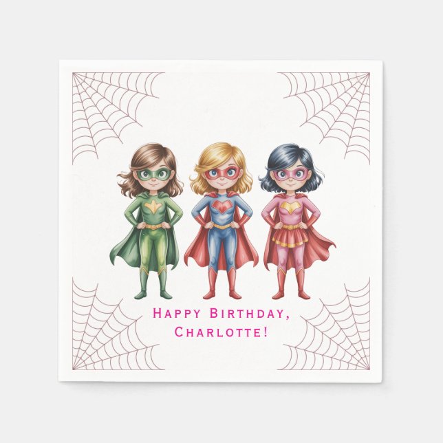 Supergirl Heroes Birthday Party For Girls Napkin (Front)