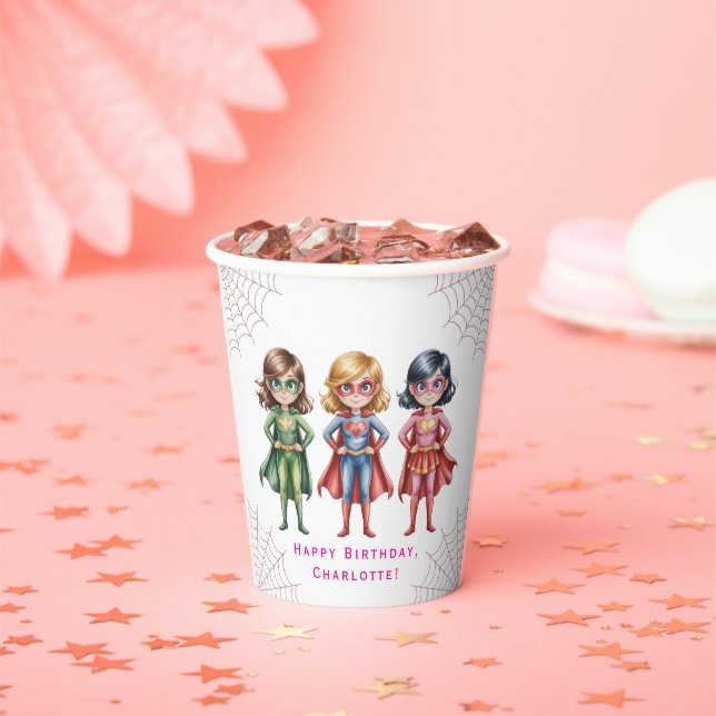 Supergirl Heroes Birthday Party For Girls Paper Cups (Insitu)