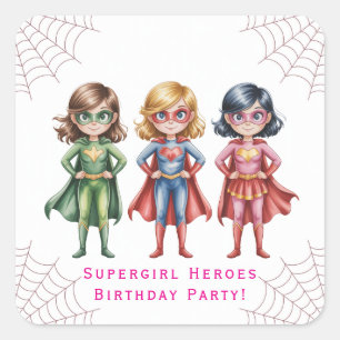 Supergirl Heroes Birthday Party For Girls Square Sticker
