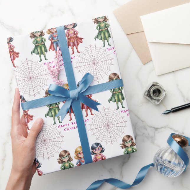 Supergirl Heroes Birthday Party For Girls Wrapping Paper (Gifting)