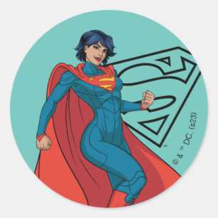 Supergirl Hovering in Blue Suit Classic Round Sticker
