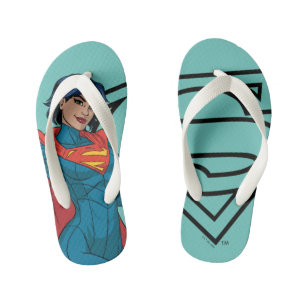 Supergirl Hovering in Blue Suit Kid's Jandals