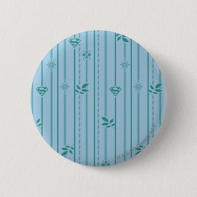 Supergirl Leaf Pattern Blue 6 Cm Round Badge (Front)