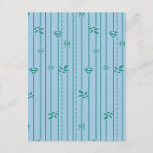 Supergirl Leaf Pattern Blue Postcard