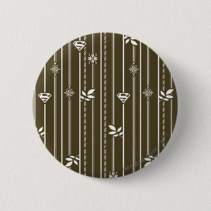 Supergirl Leaf Pattern Brown 6 Cm Round Badge