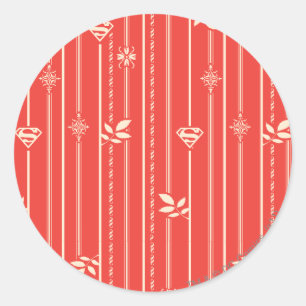 Supergirl Leaf Pattern Red Classic Round Sticker