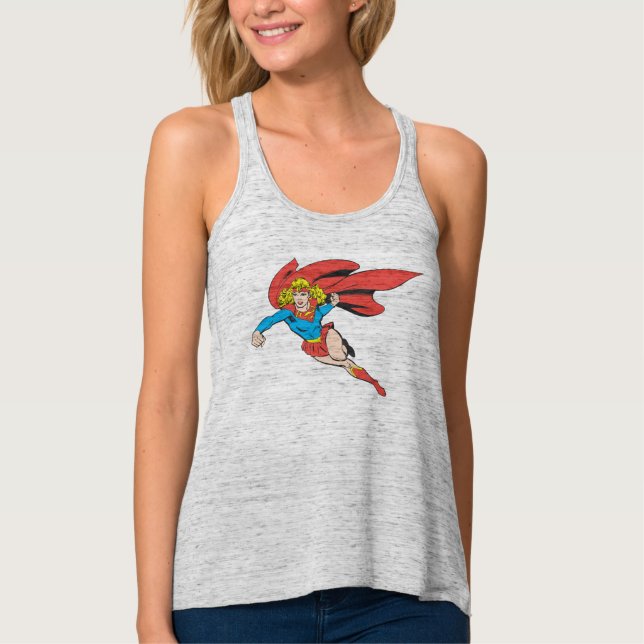 Supergirl Leaps and Punches Singlet (Front)