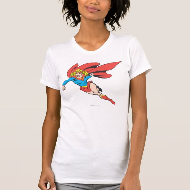 Supergirl Leaps and Punches T-Shirt (Front)