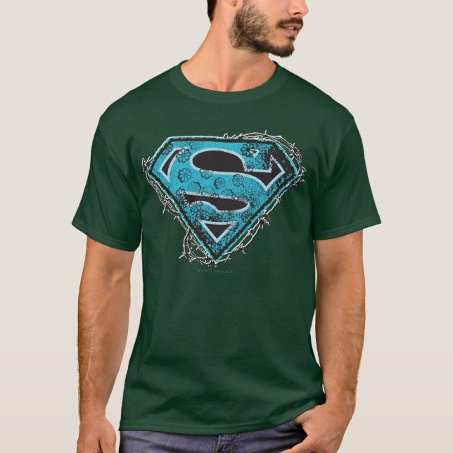 Supergirl Logo Barbed Wire and Flowers T-Shirt (Front)