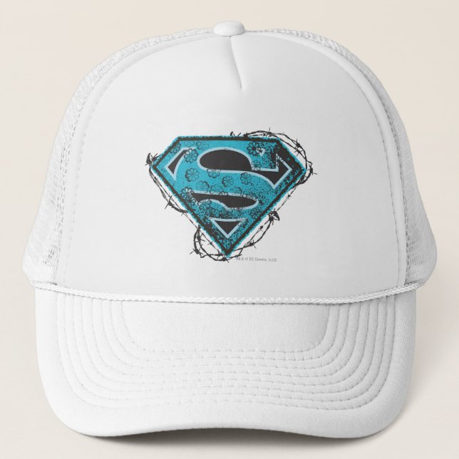 Supergirl Logo Barbed Wire and Flowers Trucker Hat (Front)