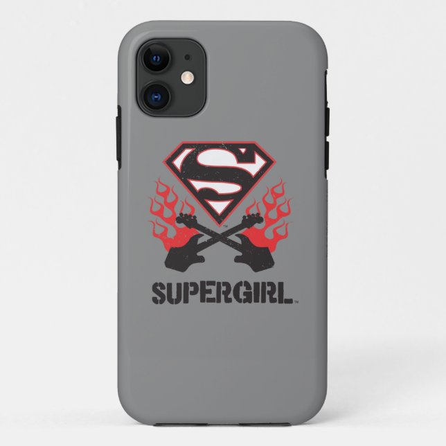 Supergirl Logo Black Flaming Guitars Case-Mate iPhone Case (Back)