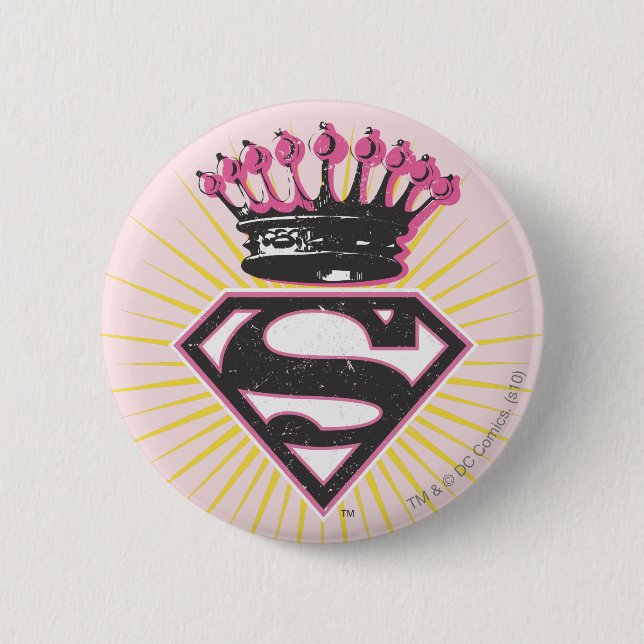 Supergirl Logo with Crown 6 Cm Round Badge (Front)
