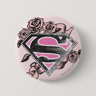 Supergirl Logo with Roses 6 Cm Round Badge