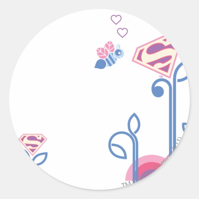 Supergirl Love Bee Classic Round Sticker (Front)