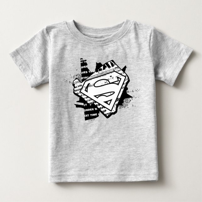 Supergirl Newsprint S-Shield Baby T-Shirt (Front)