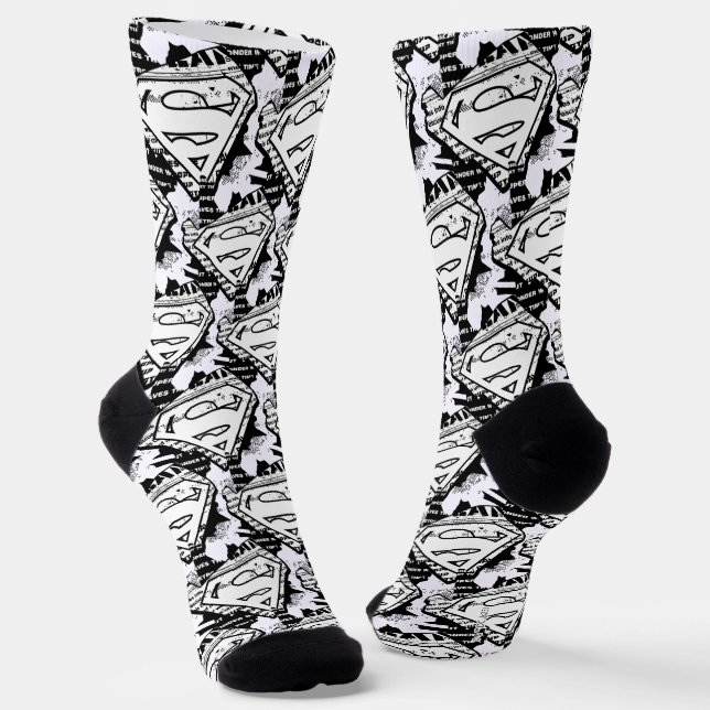 Supergirl Newsprint S-Shield Socks (Angled)