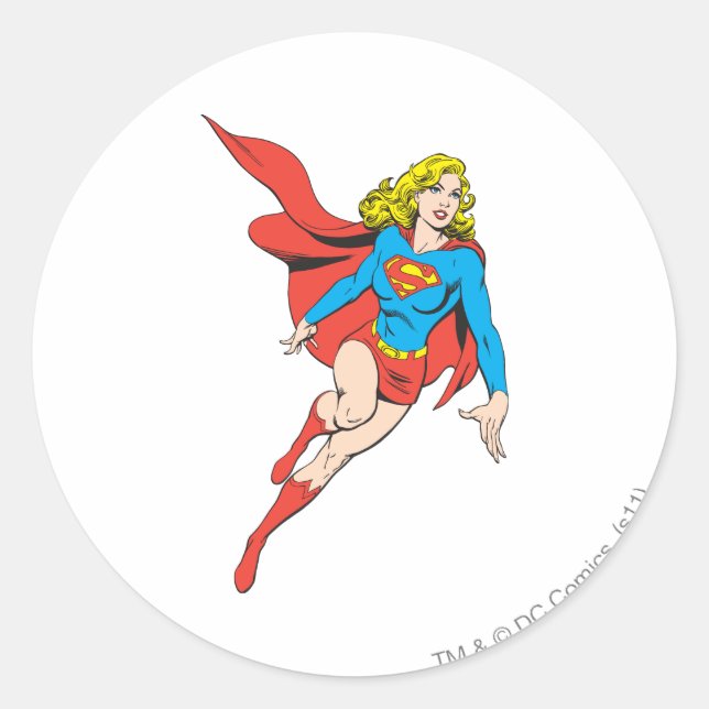 Supergirl on the Move Classic Round Sticker (Front)