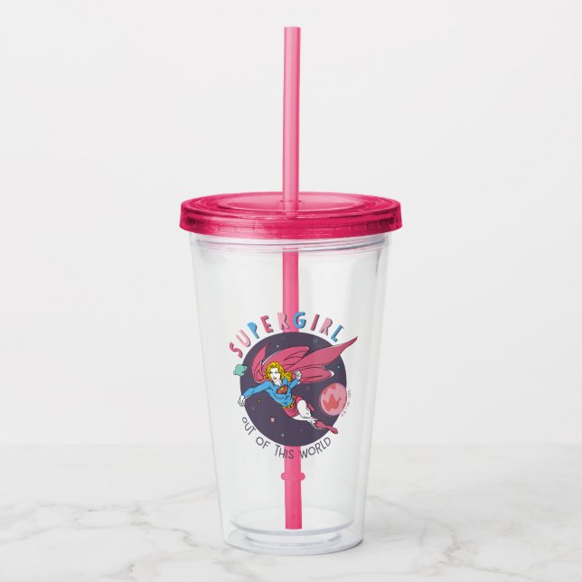 Supergirl Out of This World Retro Graphic Acrylic Tumbler (Front)