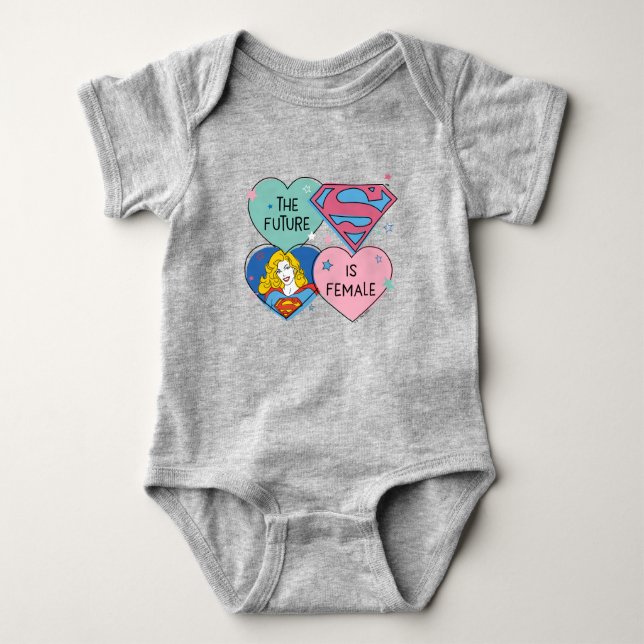 Supergirl Out of This World Retro Graphic Baby Bodysuit (Front)