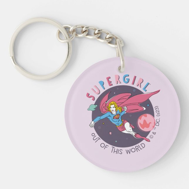 Supergirl Out of This World Retro Graphic Key Ring (Front)