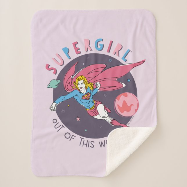 Supergirl Out of This World Retro Graphic Sherpa Blanket (Front)