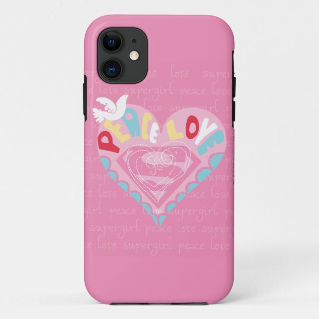 Supergirl Peace and Love Pink Case-Mate iPhone Case (Back)