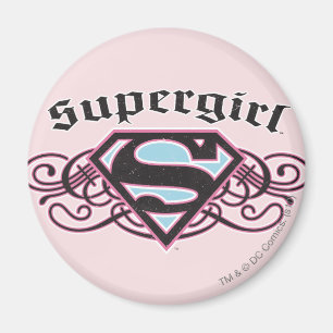 Supergirl Pin Strips Black and Pink Magnet