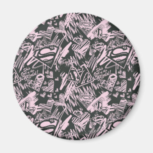 Supergirl Pink and Black Scribbles Magnet