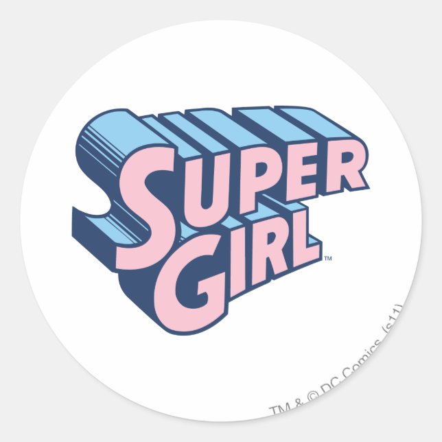Supergirl Pink and Blue Logo Classic Round Sticker (Front)