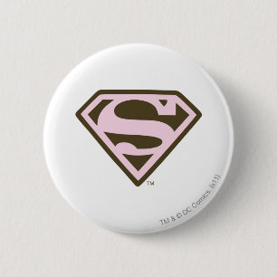 Supergirl Pink and Brown Logo 6 Cm Round Badge