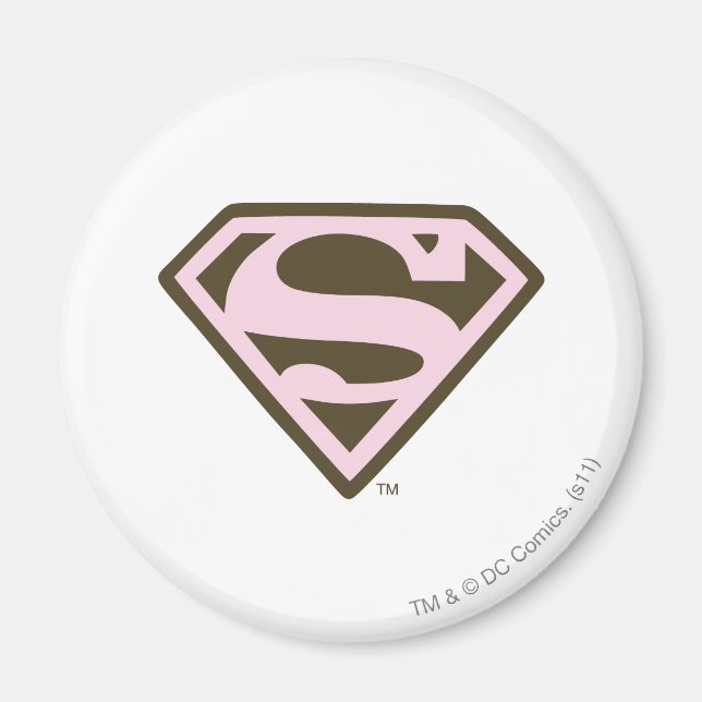 Supergirl Pink and Brown Logo Magnet (Front)