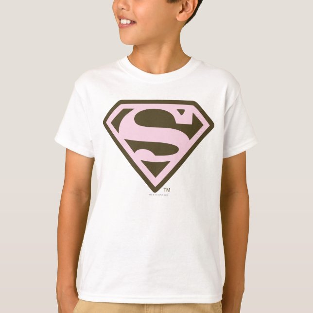 Supergirl Pink and Brown Logo T-Shirt (Front)